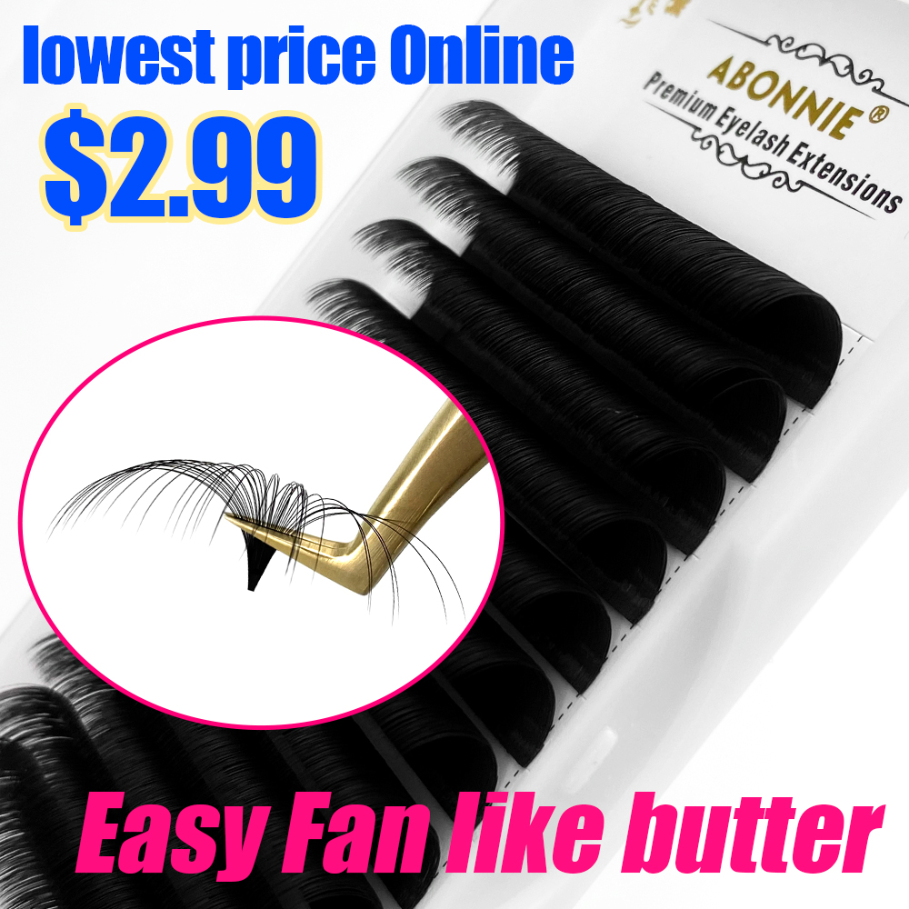Eyelash Extension Mega Volume - アボニー 0.03-0.10 ミリメートル簡単ファンまつげメガボリュームファンまつげ 8-25 ミリメートル自動開花高速ブルーミングまつげメイク Cilios
