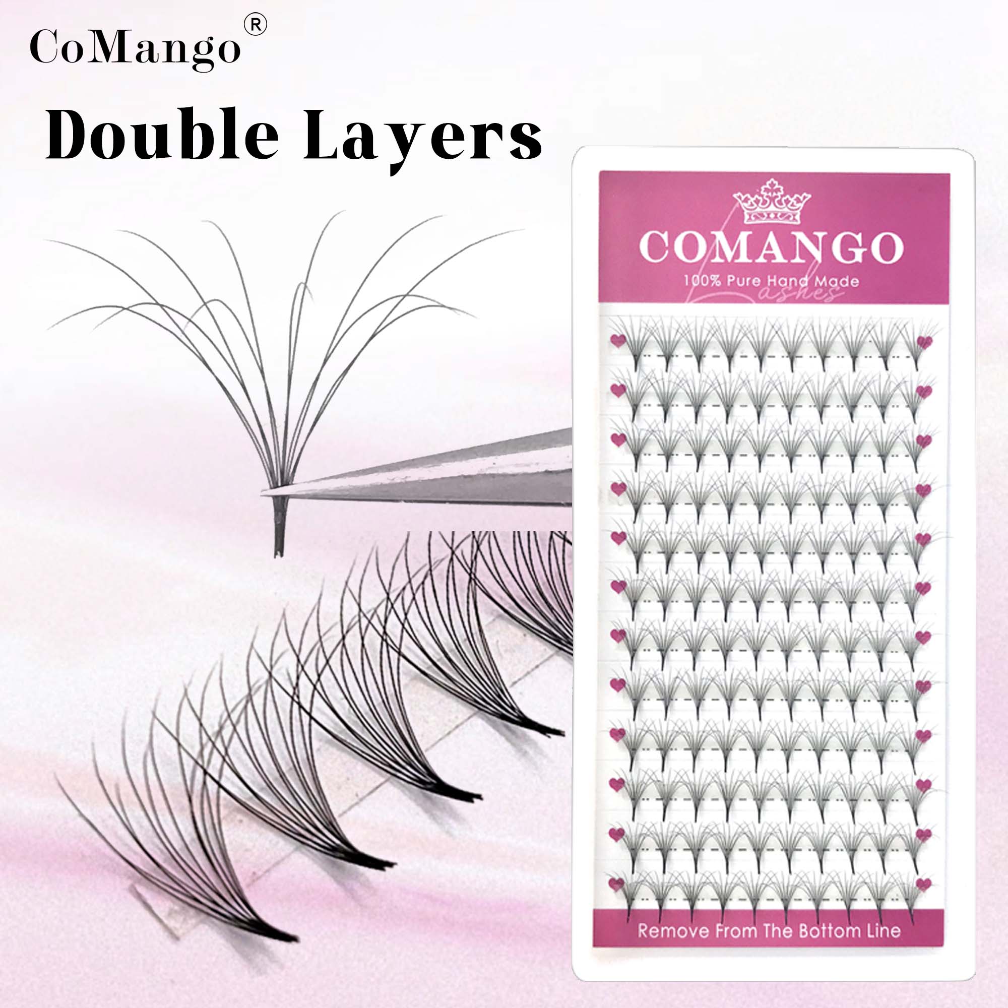 Eyelash Extension Mega Volume - COMANGO かなり2層ふわふわプリメイドボリュームファンCD曲率バンドルブーケハイブリッドメガボリュームまつげエクステレディメイド長持ちつけつけまつげ