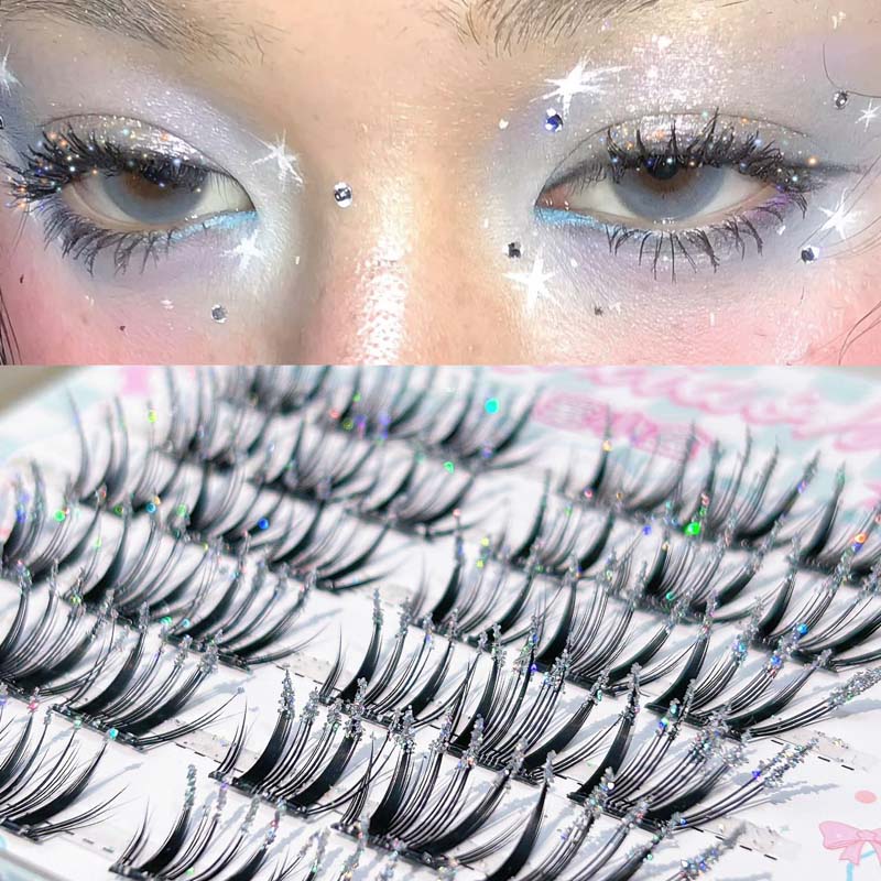 Eyelash Extension Korean - ミクシャオヘ 韓国風 自己粘着式 ダイヤモンドラッシュ 星空デザイン ナチュラルまつげエクステ