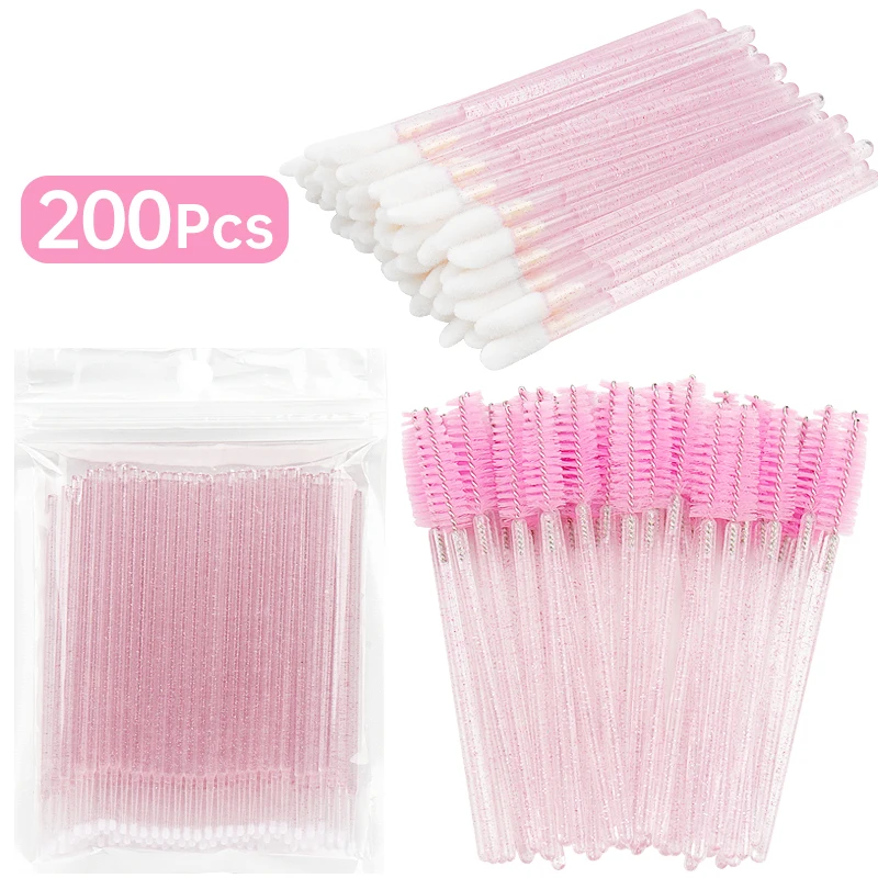 Eyelash Extension Remover - 200 個まつげエクステンションメイクアップセット特別なまつげ除去マイクロブラシリップラインブラシ女性のためのラッシュメイクアップツール