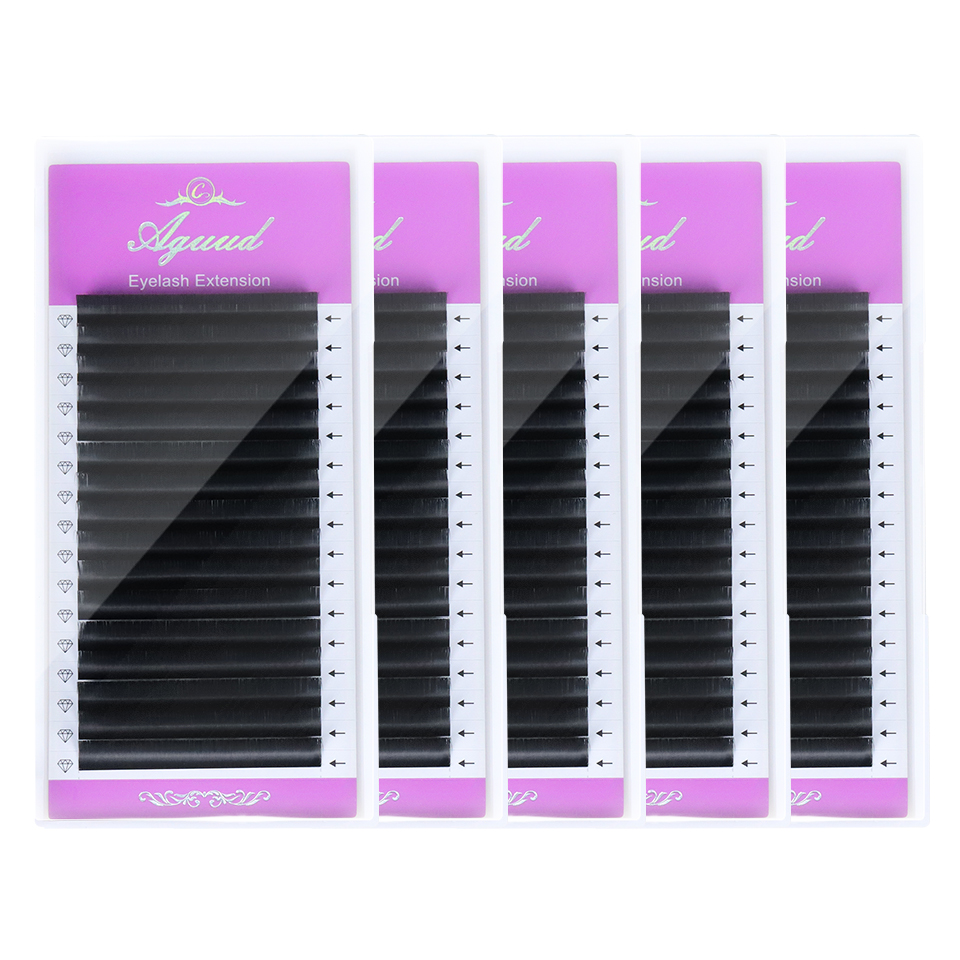 Eyelash Extension Mega Volume - AGUUD 5 トレイ/ロット新しいスーパーマットブラック個別まつげエクステンションプレミアムフェイクミンクナチュラルソフトメガボリュームクラシックまつげ