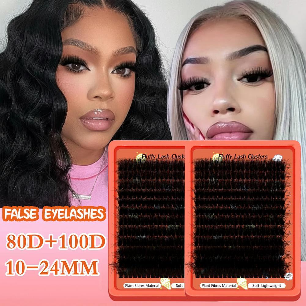 Eyelash Extension Mega Volume - ロシア産ボリュームラッシュクラスターキット 80D 100D Dカール ふわふわ 濃密
