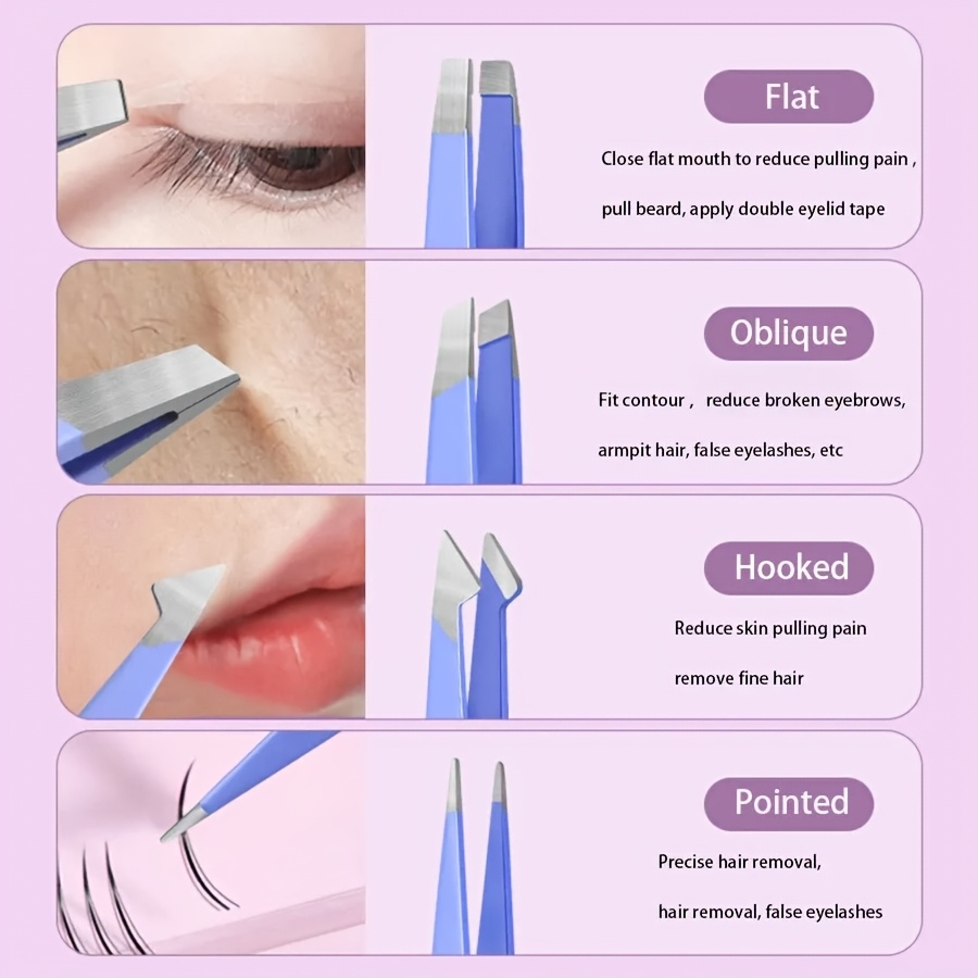 ステンレス製5点セット パープルピンセット メイクアップツー - Eyelash Extension Remover のレビューと価格