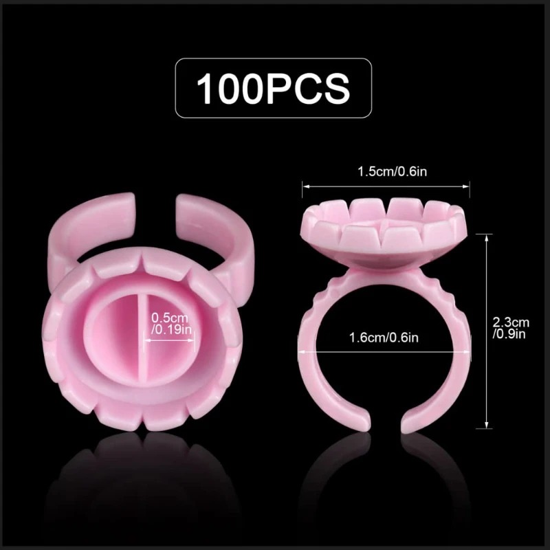 100 個使い捨てまつげ接着剤リングカップタトゥー顔料ホルダ - Eyelash Extension Maps のレビューと価格