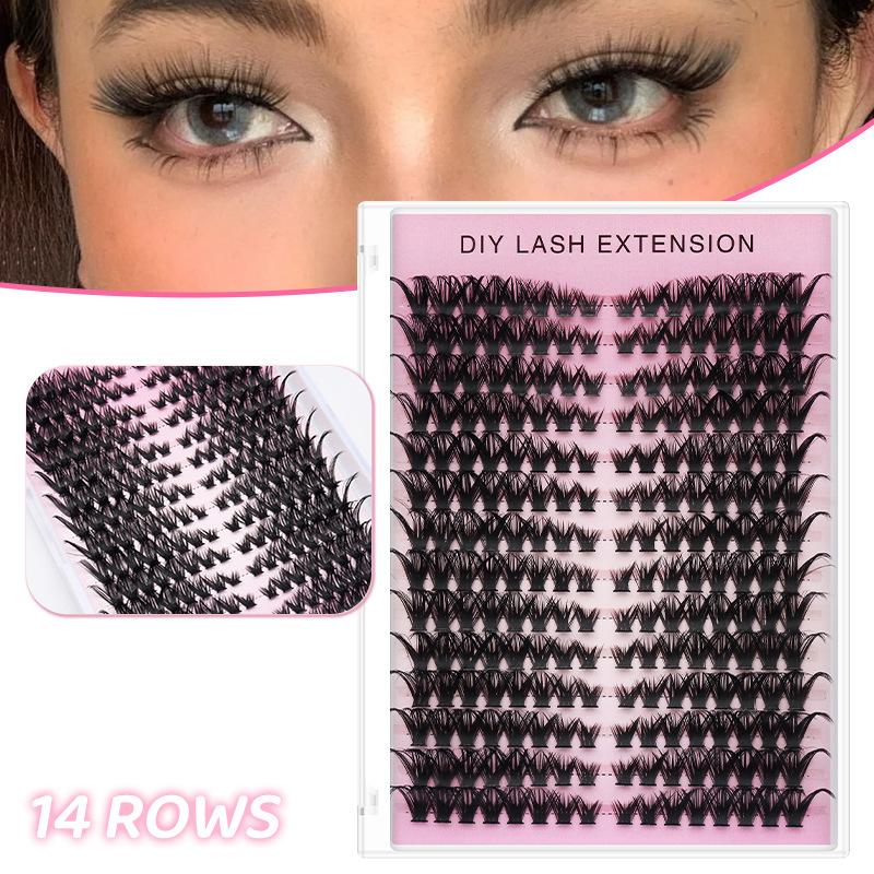 14列DIYまつげエクステクラスター、個々のまつげボリューム - Eyelash Extension Or Extensions のレビューと価格