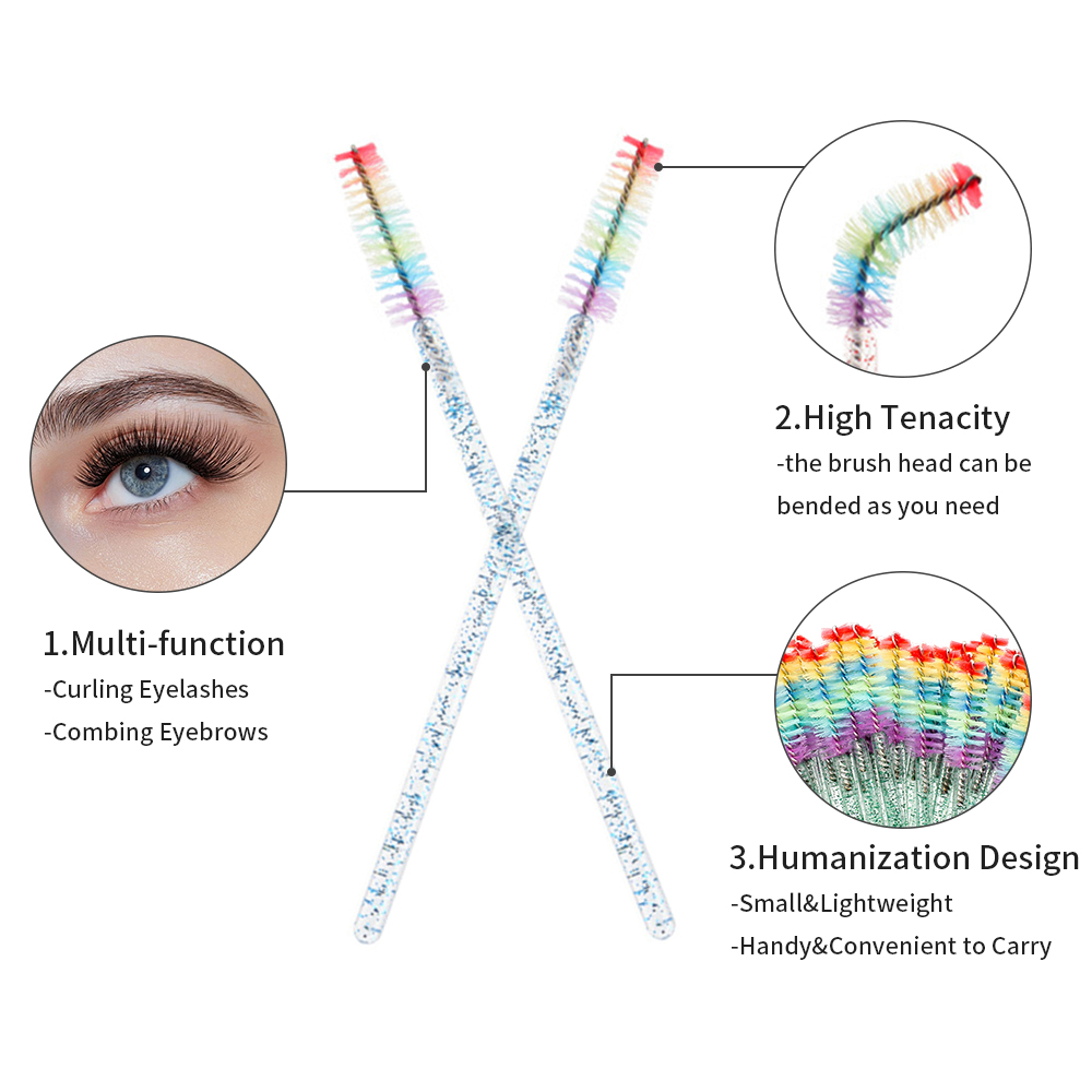 50 個レインボークリスタルまつげメイクブラシ使い捨てマイク - Eyelash Extension Remover At Home のレビューと価格